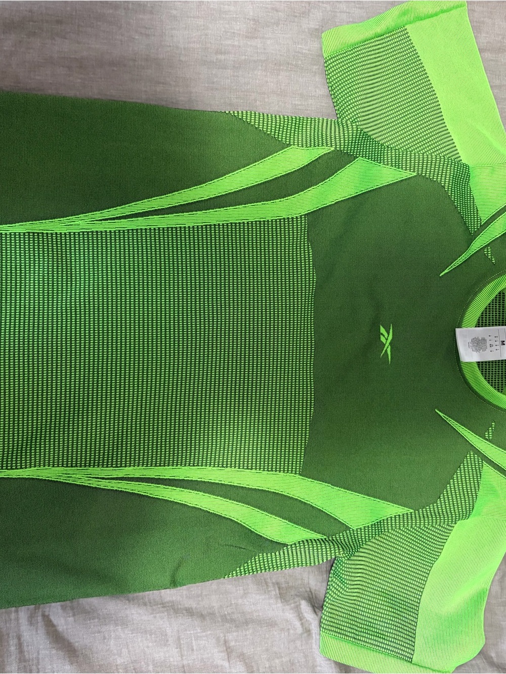 Reebok Men’s Short Sleeve Athletic Tee in Neon Green and Dark Green